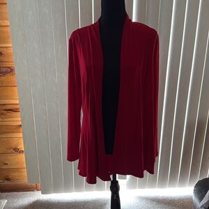 Susan Graver Red Blazer Structured Peplum open front